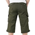 Pikkukuva 3 / 4: Miesten 3/4 pitkät joustavat shortsit vyötäröllä Cargo Combat kolmeneljänneshousut 2XL Army Green