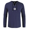 Miniatyrbillede 1 af 5: Figursyet linnedskjorte til mænd, middelalder tunika pirat udklædning navy blue M