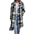 Miniatyrbilde 1 av 4: Dame Rutete Jakke Mellomlang Trenchcoat Høst Ullfrakk Black M
