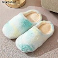 Miniatyrbillede 5 af 5: Gradient vinter indendørs dame hjemmesko plys bløde varme bomuldssko skridsikre gulvsko hjemme herre pelsede sandaler soveværelse New-color 1 40-41