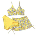 Miniatyrbild 1 av 4: Sommar Tankini Set för Små Flickor, 3 Delar/set, Strand Surf Badkläder 8-12 År, Vadderad Bikini Baddräkt Set för Barn yellow 130