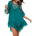 Miniatyrbillede 3 af 5: Badedragt Cover Up Dame Badedragt Kjole Plus Size Sexet Bikini Strand Tunika Top Sommer A a darkcyan M