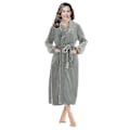 Miniatyrbilde 1 av 5: Varm fleece morgenkåpe for kvinner, lang plysjbadekåpe Grey 2XL