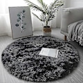 Miniatyrbild 1 av 5: Mjuk rund matta fluffiga vita mattor för vardagsrum mjuk heminredning sovrum barnrum dekoration salong tjock luggmatta Dark Gray 80x80cm