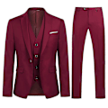 Miniatyrbild 1 av 5: Kostym för män, Business Casual, 3-delad kostymkavaj, byxor, väst, 9 färger Dark Red XL