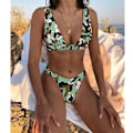 Miniatyrbillede 2 af 3: Mimigo Dame Lavtaljet Bikini Badedragt Push Up Halter Todelt Badedragt COLOR 5 L