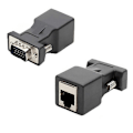 Pikkukuva 1 / 5: 2 kpl 15-nastainen VGA uros - RJ45 naaras Ethernet-sovitin LAN-jatke