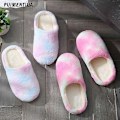Miniatyrbilde 3 av 5: Gradient vinter innendørs dame tøfler hus plysj myke varme bomullstøfler sklisikre gulvsko hjemme menn furry slides soverom B-pink 36-37