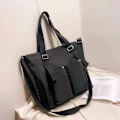 Miniatyrbillede 1 af 5: Dame Taske Shopper Simpel Mode Lynlås Håndtaske Håndtaske Black No Pendent