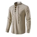 Pikkukuva 2 / 5: Miesten Henry-paita, pitkähihainen, puuvilla-pellava, rento, pystykaulus Khaki XXL
