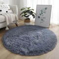 Miniatyrbild 1 av 5: Mjuk rund matta fluffiga vita mattor för vardagsrum mjuk heminredning sovrum barnrum dekoration salong tjock luggmatta Gray 80x80cm