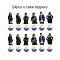 Miniatyrbild 1 av 5: Onsdag Addams Födelsedagsfest Dekoration Banner Ballong Servis Festliga Evenemang Tillbehör Heminredning Koppar Bakgrund 24pcs toppers