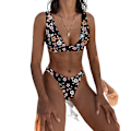 Pikkukuva 1 / 2: Mimigo Naisten Matala Vyötäröinen Bikini Uimapuku Push Up Halter Kaksiosainen Uima-asu COLOR 1 M