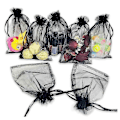 Miniatyrbillede 3 af 5: 100 stk. Sorte Organza Gaveposer 9x12cm, Mesh Bryllupsgaveposer med Snøre til Smykker Makeup C