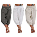 Miniatyrbilde 5 av 5: Yoga Bukser Dame Sidelommer Harem Bloomers Capri Bukser Underdeler Hurtigtørkende Fukttransporterende Lett Hippie Boho Lyseblå Tangerine Pudderhvit Black 4XL