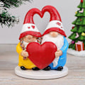 Miniatyrbillede 2 af 3: Udsøgt Havegnome Pynt Harpiks Håndværk Hjerte Par Gnome Figur Ornament