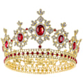 Miniatyrbilde 1 av 3: 1 stk Bryllupsfeiring Krone Europeisk Amerikansk Bryllupshodeplagg Rund Form Brudekrone Legering Rhinestone Innlagt Krone for Kvinner (Gull Rød)
