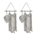 2-pack Små Makramé Väggbonader, Handgjorda Boho Chic Löv Fjäder Vävda Hem Konst Dekorationer