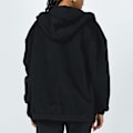 Miniatyrbillede 2 af 4: Dame Ensfarvet Afslappet Hættejakke Langærmet Fuld Lynlås Snøre Hættetrøjer Frakke Black 3XL