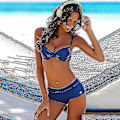 Miniatyrbild 1 av 2: Dam Vadderad Push Up Bikini Set Strandkläder Baddräkt Royal Blue M