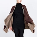 Miniatyrbilde 5 av 5: Sjal Reversibel Ensfarget Åpen Front Cardigan Wrap For Kvinner brown