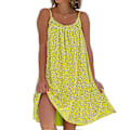 Miniatyrbild 1 av 5: Blommig Camisole Klänning Sommar Ärmlös Klänning U-ringad Allround Sling Klänning Black 2XL