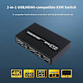 Miniatyrbild 3 av 5: KVM-switch 2-i-1 Driverfri 4K Högupplöst Plug & Play 2 Värdar Delar 1 Skärm/Tangentbord Mus HDMI-kompatibel/USB KVM-switcher för Kontor