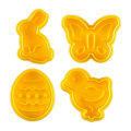 Miniatyrbild 1 av 5: 4 st Påsk Cookie Form Iögonfallande Bekväm Montering Plast Djur Dessertform för Hushåll