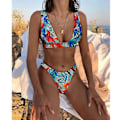 Miniatyrbillede 2 af 3: Mimigo Dame Lavtaljet Bikini Badedragt Push Up Halter Todelt Badedragt COLOR 3 M