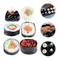 Pikkukuva 2 / 4: 12 kpl Simulaatio Mini Keittiölelut ja Väärennetty Sushi Leikkimökki Simulaatio Ruoka Sisältää Sushi Leikin ja Sushi Lelut