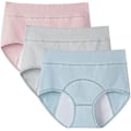 Miniatyrbild 1 av 5: 3 st Kvinnors Period Tätsäkra Trosor Menstruationstrosor Bomull Menstruationsunderkläder Blue x Gray  x Pink L