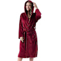 Miniatyrbilde 1 av 5: Numb Badekåper for Kvinner, Resort Hotell Hjemme Spa Terry Kåpe Fleece Kåpe Plysj Lang Hette Badekåpe wine red 4XL