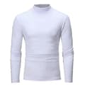 Vinter Varm Halvhøj Krave Mode Termisk Undertøj Mænd Mock Neck Basic T-shirt Bluse Pullover Langærmet Top s202412121441 White M