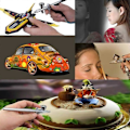 Miniatyrbild 2 av 3: Airbrush Kit Airbrush Kompressor Portabel Airbrush med Mini Kompressor Kit för Konstverk Nagelkonst Skönhet Kroppskonst Design Måleri Modellmålning Tårta D