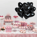 Miniatyrbillede 5 af 5: Sort Hjerte Balloner, 5 stk. Sort Hjerteformede Folieballoner, 18 Tommer Metalliske Sorte Folieballoner Valentinsdag Balloner Helium Til Valentinsdag, Bryllup White