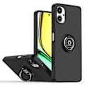 Pikkukuva 1 / 5: Samsung Galaxy A06 -puhelimen kuori, jossa sormuspidike ja jalusta, TPU+akryylipuhelinkotelo - Musta Black Galaxy A06