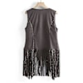 Miniatyrbillede 2 af 4: Dame Tassel Ærmeløs Vest 70'er 1970'er Hippie Faux Suede Veste Fringe Jakke Cardigans Grey M