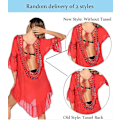 Miniatyrbillede 2 af 5: Badedragt Cover Up Dame Badedragt Kjole Plus Size Sexet Bikini Strand Tunika Top Sommer A red 2XL