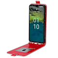 Pikkukuva 2 / 5: Nokia C110 Korttipidike Puhelinkotelo Hullu Rakenne Pystysuora Käännettävä Nahkakansi Red Style C Nokia C110