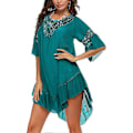 Miniatyrbilde 2 av 5: Badedrakt Cover Up Dame Badedrakt Kjole Pluss Størrelse Sexy Bikini Strand Tunika Topp Sommer A a darkcyan M