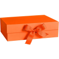 Miniatyrbild 1 av 5: Vita Magnetiska Presentaskar med Lock, 265x190x80 mm Stora Presentaskar för Gåvor, Lyxig Robust Vikbar Kartong med Band, Magnetisk Förslutning ( Orange