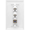 Pikkukuva 2 / 5: Ethernet- ja kaapeli seinälevy, 2 porttia Cat6 RJ45 ja 1 portti F-liitäntä kaapeli naaras-naaras seinälevy