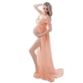 Miniatyrbilde 2 av 4: Mammakjole for Chiffonkjole Splitt Front Maxi Graviditetskjoler pink M