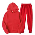 Sweatpant Set Jogger Träningsset Pullover Hooded Dragsko Toppar För Löpning Promenader Kläder- Red 3XL