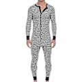 Miniatyrbillede 1 af 4: Stribede pyjamasser til mænd Langærmet jumpsuit i ét stykke nattøj Gray S