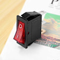Miniatyrbild 4 av 5: Rocker Switch PÅ AV Stark Bipolär 28x10mm 250V 15A 3 Terminaler RÖD