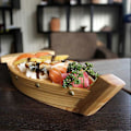 Miniatyrbilde 2 av 4: Sushiplate i tre, båtformet fat, snackbrett i japansk stil, serveringsfat for hjemmerestaurant (S-størrelse)