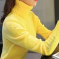 Dam Turtleneck Tröja Enfärgad Lös Trendig gul L