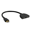 Miniatyrbillede 1 af 5: 1 indgang 2 udgange Han til Dobbelt Hun Splitter Sort Kabel Adapter Konverter A/V 1080p