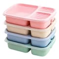 JiKaiX 4-pack 3-facks Lunchlåda Mikrovågssäker Bento Box med Transparent Lock Matkvalitet Matlåda